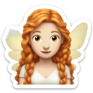 a white skin fairy, long ginger hair and wings sticker