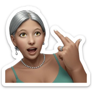 grey haired girl with jewelry sticker
