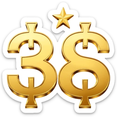 3 dollar sings together golden sticker