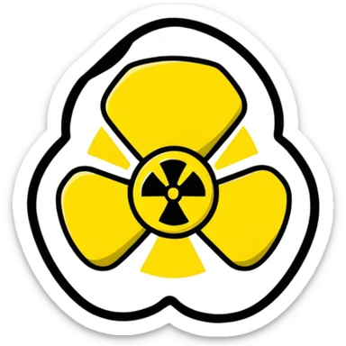Bright yellow and black radiation hazard trefoil symbol warning sign sticker