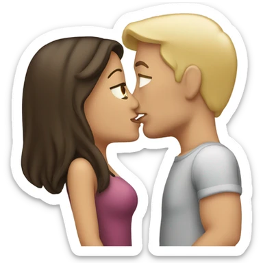 brunette girl kissing blonde man sticker
