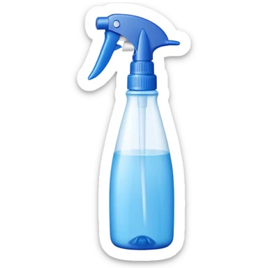 tall plastic spray bottle with curved grip and trigger nozzle, cool tones blue or white, freshness and cleanliness, sleek upright minimalist silhouette, no label, no foam, no extras, soft lighting, subtle shadows, emoji scale sticker