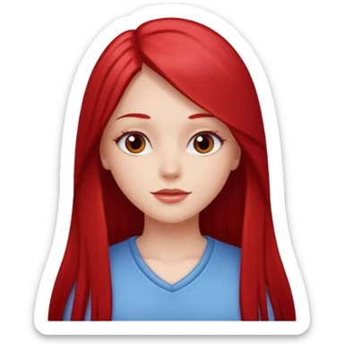white girl with cherry red long straight hair sticker