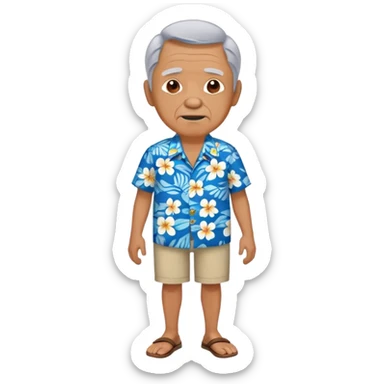 old man with hawai blue floweral shirt  full body  sticker