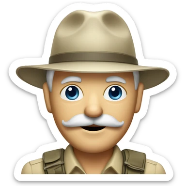 Old White South African safari guide with moustache  sticker