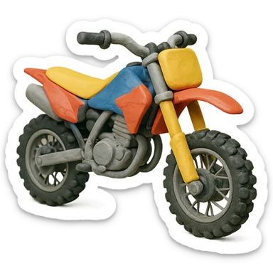 125cc dirtbike, parked, clean lines, modern, claymation style sticker