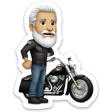 Old Biker grey Beard bo Hair  Harley Chicago sticker