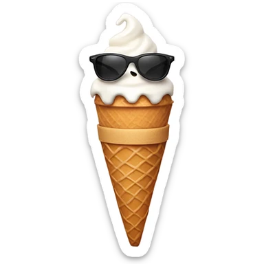 Ice cream cone with sunglasses, arms, legs and a peace sign sticker