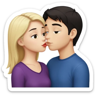 ragazzo moro che bacia una ragazza bionda scura sticker