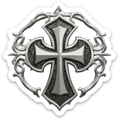 Silver knight templar cross sticker