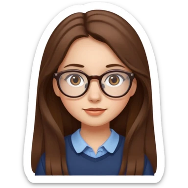 charming girl with glasses long hair sticker
