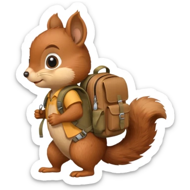 a squirrel walking with a backpack
 sticker
