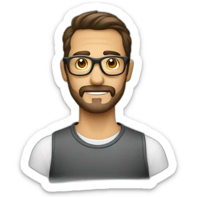 Hombre delgado, cansó semis oduldo con gafas sticker