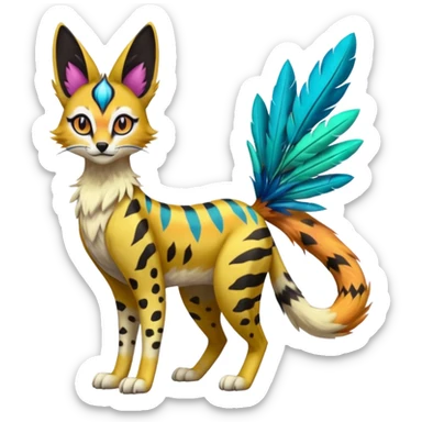 Colorful Meloetta-Sergal-Serval-Genet-Pokémon-Digimon-Fakémon-fusion-hybrid-creature sticker