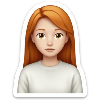 Ginger long straight hair with a white jumper sticker