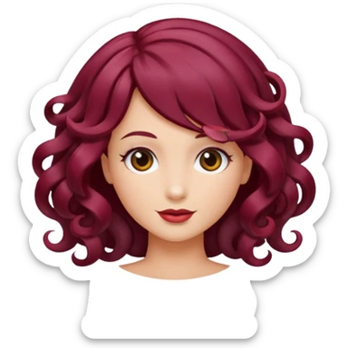 burgundy hair curl sticker
