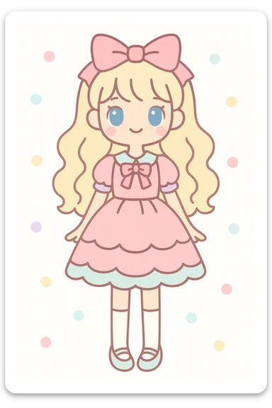 Anny, a cute tall lolita girl with blue eyes, kawaii style sticker