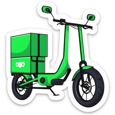 Robust Chinese Monster e-bike for food delivery with insulated food box, chunky tires, large battery sticker