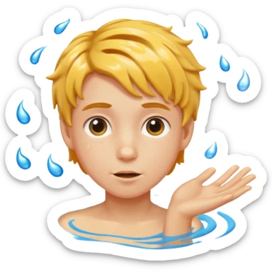 A boy giving herself a swirley sticker