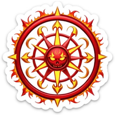 Chaotic infernal sigil pulsating with red energy, ritual magic aesthetic sticker