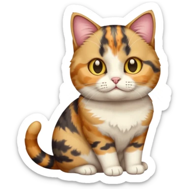 full body calico tabby cat with tiny head and fat body sticker
