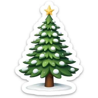 Christmas tree with white lights in nature and snow on top sticker