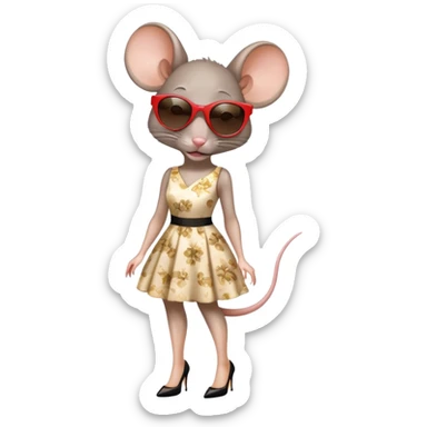 rat wearing mini dress high heels and sunglasses  sticker