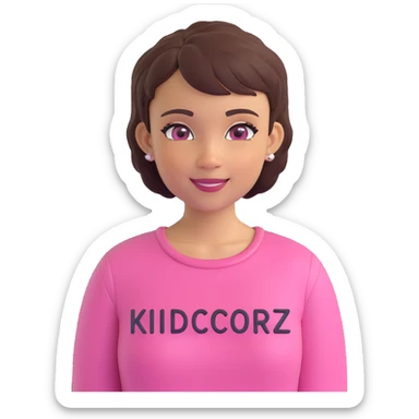 Lightskin girl with a pixie cut
pink blouse
hazel eyes
expression is smiling
Add the word Kidcore Creationz in Pink sticker