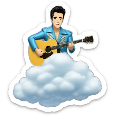Elvis Presley singing on a cloud sticker