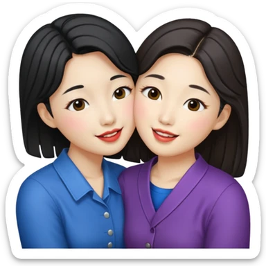 Korean lesbians, kissing sticker
