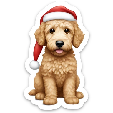 mini golden doodle with santa hat  sticker