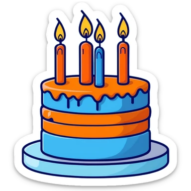 a blue cake with candles sticker
