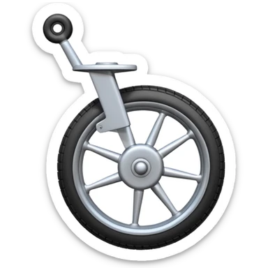Emoji-style aircraft landing gear with a single wheel and strut, simplified design, clean lines, cartoon-like, isolated on white background, minimal shading sticker