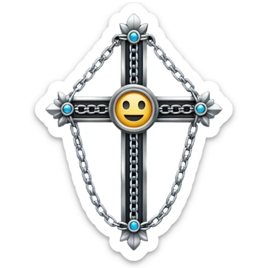 Ein christen kreuz schön verziert mit ketten aber nur in schwarz als Emoji keine Farbe verwenden einzige Farbe schwarz sticker