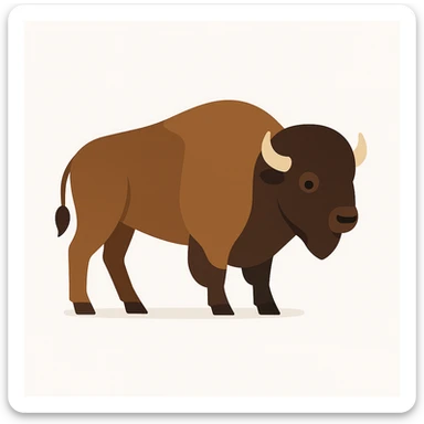 flat design style Bison white background sticker