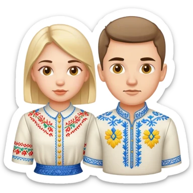 A Ukrainian girl in an embroidered shirt and a Ukrainian boy in an embroidered shirt sticker