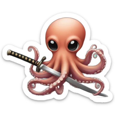 octopus holding a katana sticker