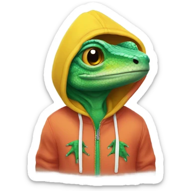 lizard with a hoodie on  sticker