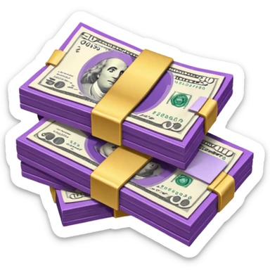 billetes en 3d morados animados sin informacion en los billetes en png sticker