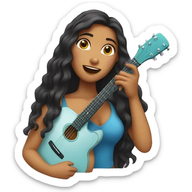 Latin girl with long hair singing  sticker