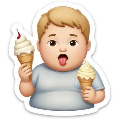 Chubby kid eating ice cream and farting sticker