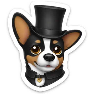 Black corgi westing Sherlock holmes costume sticker