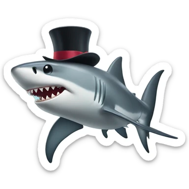 Shark with a top hat sticker
