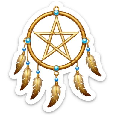 Star-shaped golden bright divine shimmering shiny sparkly glittery glowing glossy dreamcatcher  sticker
