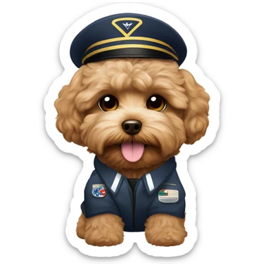 Brown Maltipoo as a airplane pilot sticker