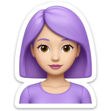 A 3D cartoon lavender-purple women’s top, smooth rounded neckline, simple design, glossy surface, plain background, Memoji-style. sticker