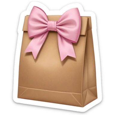 Brown bag with pastel pink bow sticker