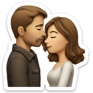 Couple kissing woman with long brown hair man with short brown hair sticker