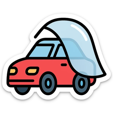 modern colorful icon of a car covered with a transparent protective film sticker