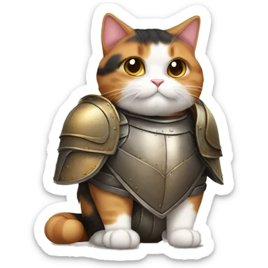 Fat calico cat with armor  sticker